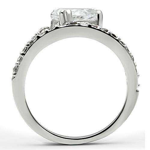Alamode Rhodium Brass Ring with AAA Grade CZ in Clear - Alamode - Flyclothing LLC