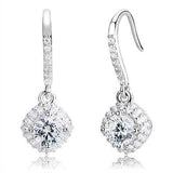 Alamode Rhodium 925 Sterling Silver Earrings with AAA Grade CZ in Clear - Alamode - Flyclothing LLC