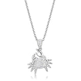 Alamode Rhodium 925 Sterling Silver Chain Pendant with AAA Grade CZ in Clear - Alamode - Flyclothing LLC