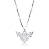 Alamode Rhodium 925 Sterling Silver Chain Pendant with AAA Grade CZ in Clear - Alamode - Flyclothing LLC