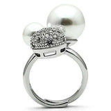 Alamode Rhodium Brass Ring with Synthetic Pearl in White - Alamode - Flyclothing LLC