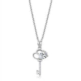 Alamode Rhodium 925 Sterling Silver Chain Pendant with AAA Grade CZ in Clear - Alamode - Flyclothing LLC