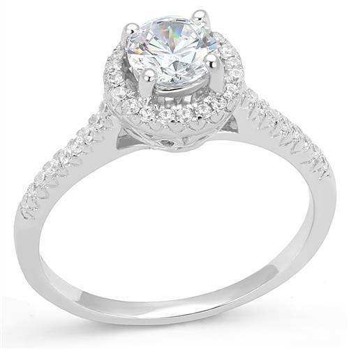 Alamode Rhodium 925 Sterling Silver Ring with AAA Grade CZ in Clear - Alamode - Flyclothing LLC