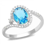 Alamode Rhodium 925 Sterling Silver Ring with Synthetic Spinel in London Blue - Alamode - Flyclothing LLC