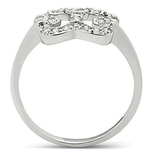 Alamode Rhodium Brass Ring with AAA Grade CZ in Clear - Alamode - Flyclothing LLC