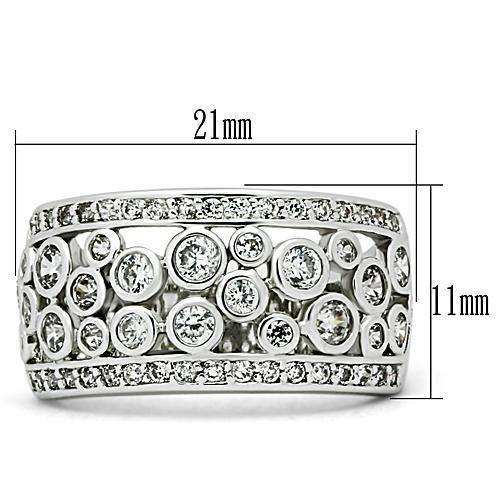 Alamode Rhodium Brass Ring with AAA Grade CZ in Clear - Alamode - Flyclothing LLC