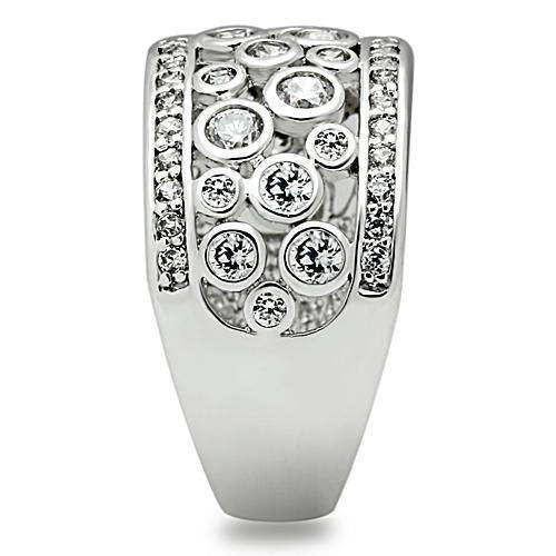 Alamode Rhodium Brass Ring with AAA Grade CZ in Clear - Alamode - Flyclothing LLC