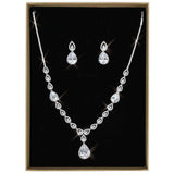 Alamode Rhodium Brass Jewelry Sets with AAA Grade CZ in Clear - Alamode - Flyclothing LLC