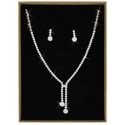 Alamode Rhodium Brass Jewelry Sets with AAA Grade CZ in Clear - Alamode - Flyclothing LLC