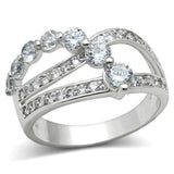 Alamode Rhodium Brass Ring with AAA Grade CZ in Clear - Alamode - Flyclothing LLC
