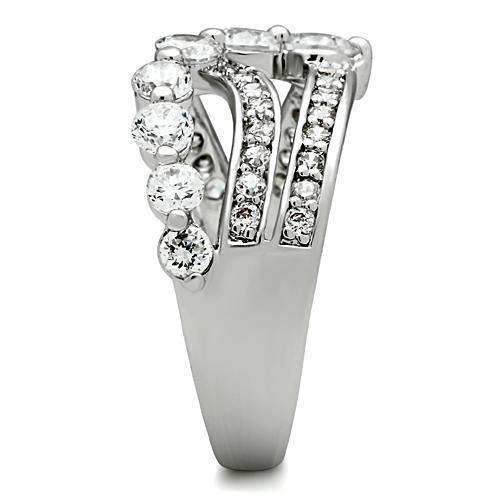 Alamode Rhodium Brass Ring with AAA Grade CZ in Clear - Alamode - Flyclothing LLC