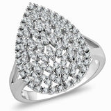 Alamode Rhodium Brass Ring with AAA Grade CZ in Clear - Alamode - Flyclothing LLC
