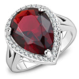 Alamode Rhodium Brass Ring with Synthetic Synthetic Glass in Siam - Alamode - Flyclothing LLC