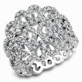 Alamode Rhodium Brass Ring with AAA Grade CZ in Clear - Alamode - Flyclothing LLC