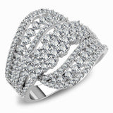 Alamode Rhodium Brass Ring with AAA Grade CZ in Clear - Alamode - Flyclothing LLC