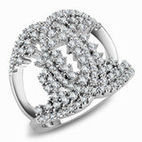 Alamode Rhodium Brass Ring with AAA Grade CZ in Clear - Alamode - Flyclothing LLC
