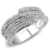 Alamode Rhodium Brass Ring with AAA Grade CZ in Clear - Alamode - Flyclothing LLC