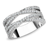 Alamode Rhodium Brass Ring with AAA Grade CZ in Clear - Alamode - Flyclothing LLC