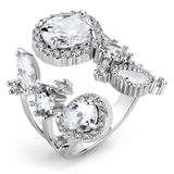 Alamode Rhodium Brass Ring with AAA Grade CZ in Clear - Alamode - Flyclothing LLC