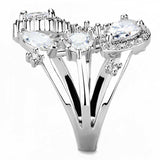 Alamode Rhodium Brass Ring with AAA Grade CZ in Clear - Alamode - Flyclothing LLC
