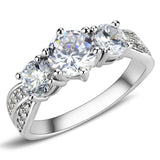 Alamode Rhodium Brass Ring with AAA Grade CZ in Clear - Alamode - Flyclothing LLC