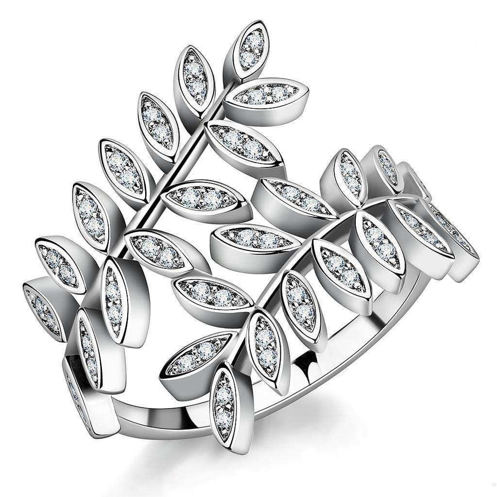 Alamode Rhodium Brass Ring with AAA Grade CZ in Clear - Alamode - Flyclothing LLC