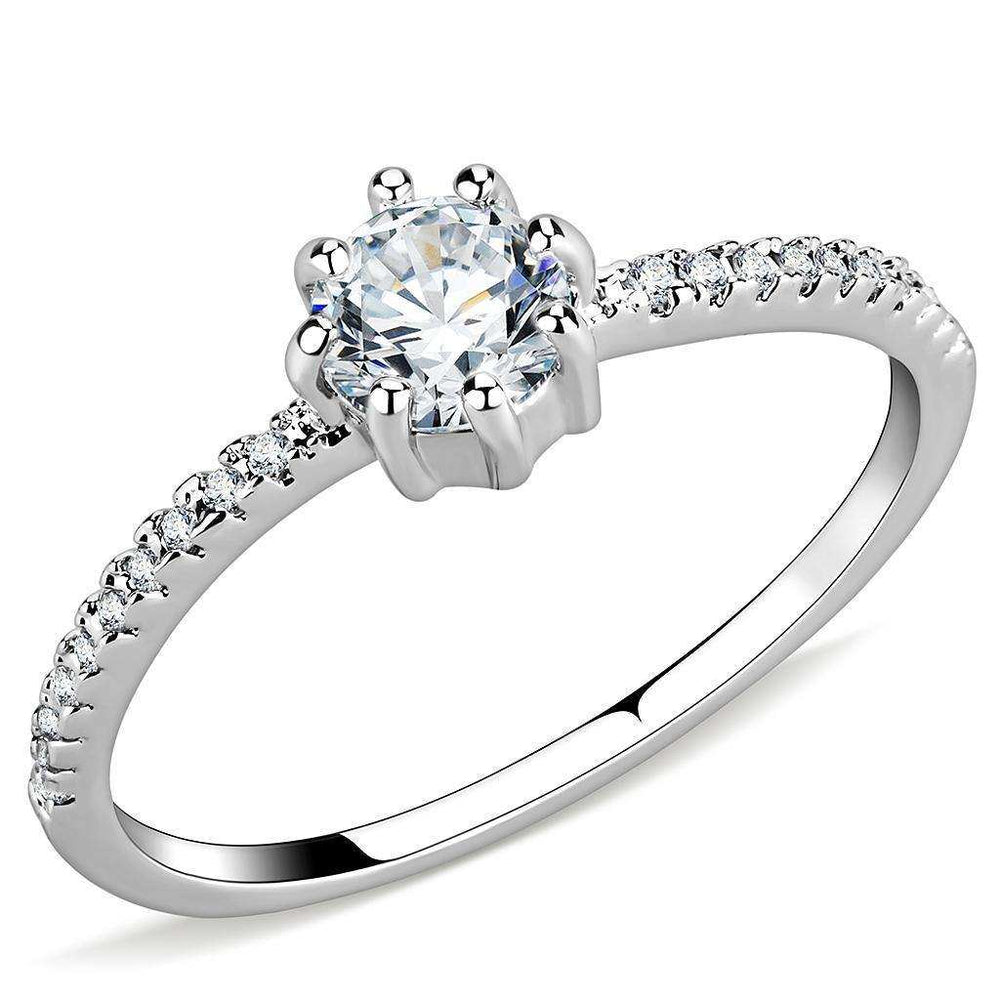 Alamode Rhodium Brass Ring with AAA Grade CZ in Clear - Alamode - Flyclothing LLC