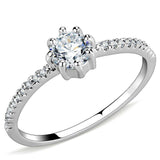 Alamode Rhodium Brass Ring with AAA Grade CZ in Clear - Alamode - Flyclothing LLC