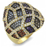 Alamode Gold+Ruthenium Brass Ring with AAA Grade CZ in Multi Color - Alamode - Flyclothing LLC