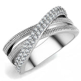 Alamode Rhodium Brass Ring with AAA Grade CZ in Clear - Alamode - Flyclothing LLC