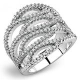 Alamode Rhodium Brass Ring with AAA Grade CZ in Clear - Alamode - Flyclothing LLC