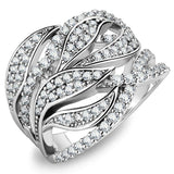 Alamode Rhodium Brass Ring with AAA Grade CZ in Clear - Alamode - Flyclothing LLC