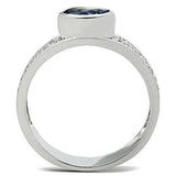 Alamode Rhodium Brass Ring with Synthetic Synthetic Glass in Light Sapphire - Alamode - Flyclothing LLC