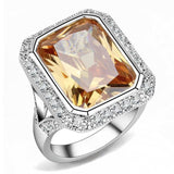 Alamode Rhodium Brass Ring with AAA Grade CZ in Champagne - Alamode - Flyclothing LLC