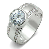 Alamode Rhodium Brass Ring with AAA Grade CZ in Clear - Alamode - Flyclothing LLC