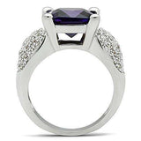 Alamode Rhodium Brass Ring with AAA Grade CZ in Amethyst - Alamode - Flyclothing LLC