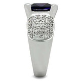 Alamode Rhodium Brass Ring with AAA Grade CZ in Amethyst - Alamode - Flyclothing LLC