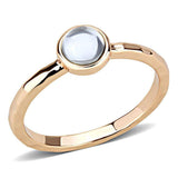 Alamode Rose Gold Brass Ring with Synthetic Synthetic Glass in Aquamarine - Alamode - Flyclothing LLC