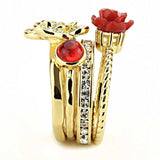 Alamode Gold Brass Ring with Synthetic Synthetic Stone in Siam - Alamode - Flyclothing LLC