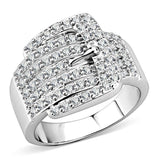 Alamode Rhodium Brass Ring with AAA Grade CZ in Clear - Alamode - Flyclothing LLC