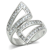 Alamode Rhodium Brass Ring with AAA Grade CZ in Clear - Alamode - Flyclothing LLC