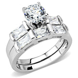 Alamode Rhodium Brass Ring with AAA Grade CZ in Clear - Alamode - Flyclothing LLC