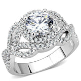 Alamode Rhodium Brass Ring with AAA Grade CZ in Clear - Alamode - Flyclothing LLC