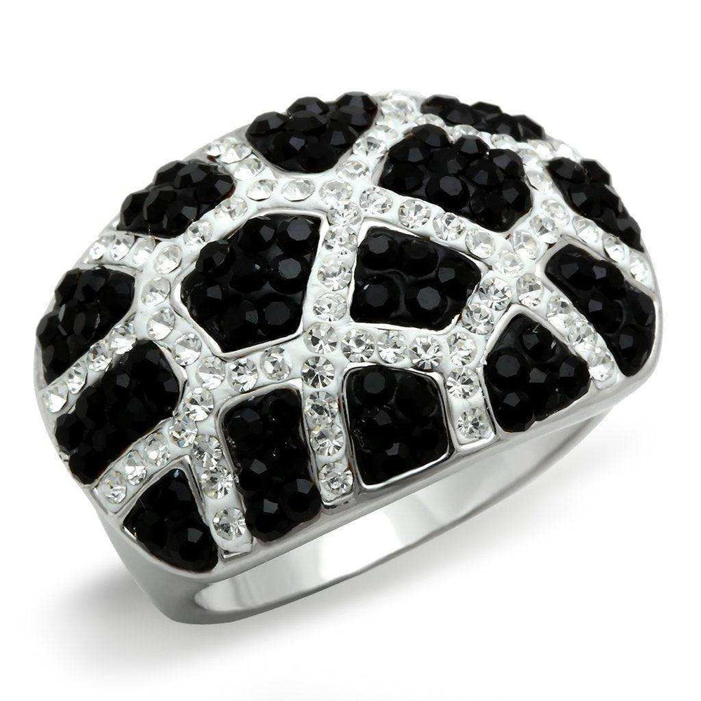 Alamode Rhodium + Ruthenium Brass Ring with Top Grade Crystal in Multi Color - Alamode - Flyclothing LLC