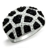 Alamode Rhodium + Ruthenium Brass Ring with Top Grade Crystal in Multi Color - Alamode - Flyclothing LLC
