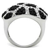 Alamode Rhodium + Ruthenium Brass Ring with Top Grade Crystal in Multi Color - Alamode - Flyclothing LLC