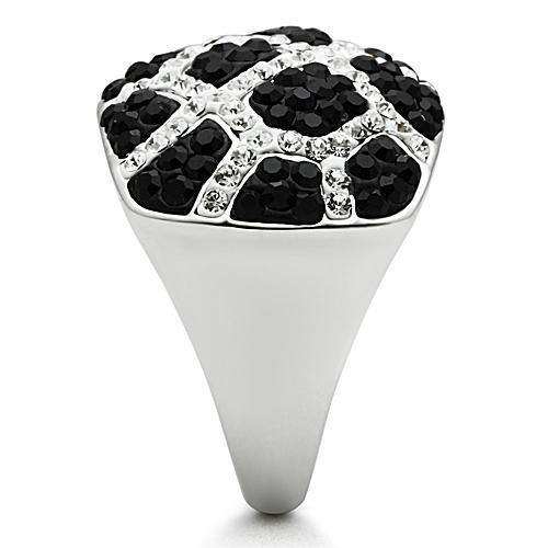 Alamode Rhodium + Ruthenium Brass Ring with Top Grade Crystal in Multi Color - Alamode - Flyclothing LLC