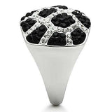 Alamode Rhodium + Ruthenium Brass Ring with Top Grade Crystal in Multi Color - Alamode - Flyclothing LLC