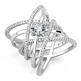 Alamode Rhodium Brass Ring with AAA Grade CZ in Clear - Alamode - Flyclothing LLC
