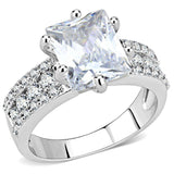 Alamode Rhodium Brass Ring with AAA Grade CZ in Clear - Alamode - Flyclothing LLC